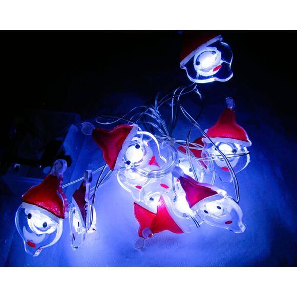 Christmas House LED String Lights Santa Faces 10 Count 3 Ft DIY Crafts Wreaths - Picture 4 of 4